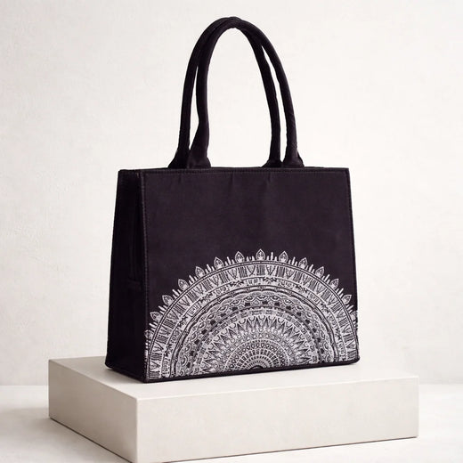 Monarch Canvas Tote — Midnight Mandala